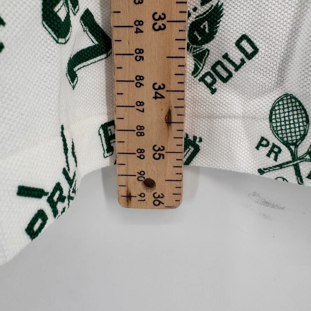 Polo Ralph Lauren Polo Shirt Mens 3XB White Green All Over Tennis Print NWT